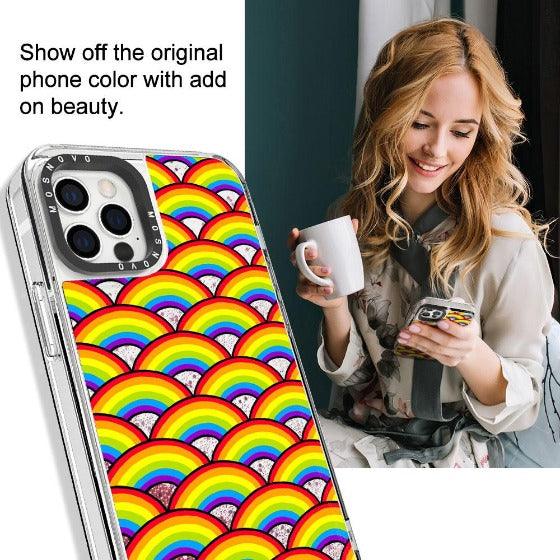 Rainbow Waves Glitter Phone Case - iPhone 12 Pro Max Case - MOSNOVO