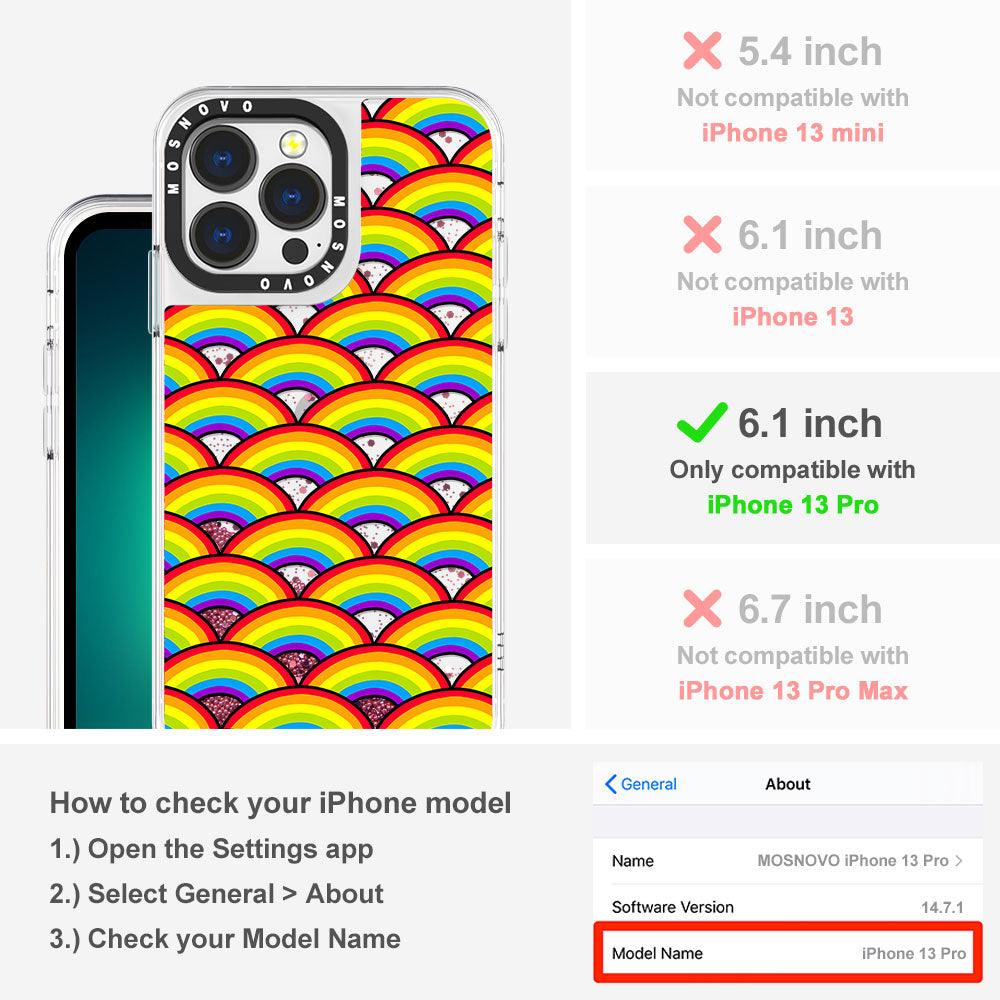 Rainbow Waves Glitter Phone Case - iPhone 13 Pro Case - MOSNOVO
