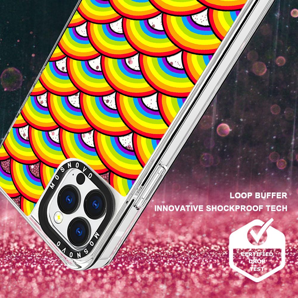 Rainbow Waves Glitter Phone Case - iPhone 13 Pro Case - MOSNOVO