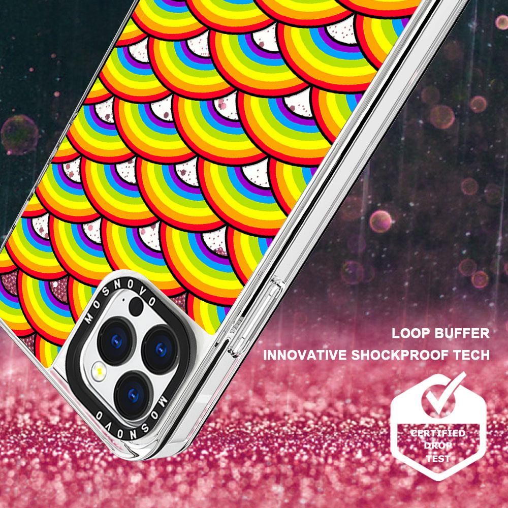 Rainbow Waves Glitter Phone Case - iPhone 13 Pro Max Case - MOSNOVO