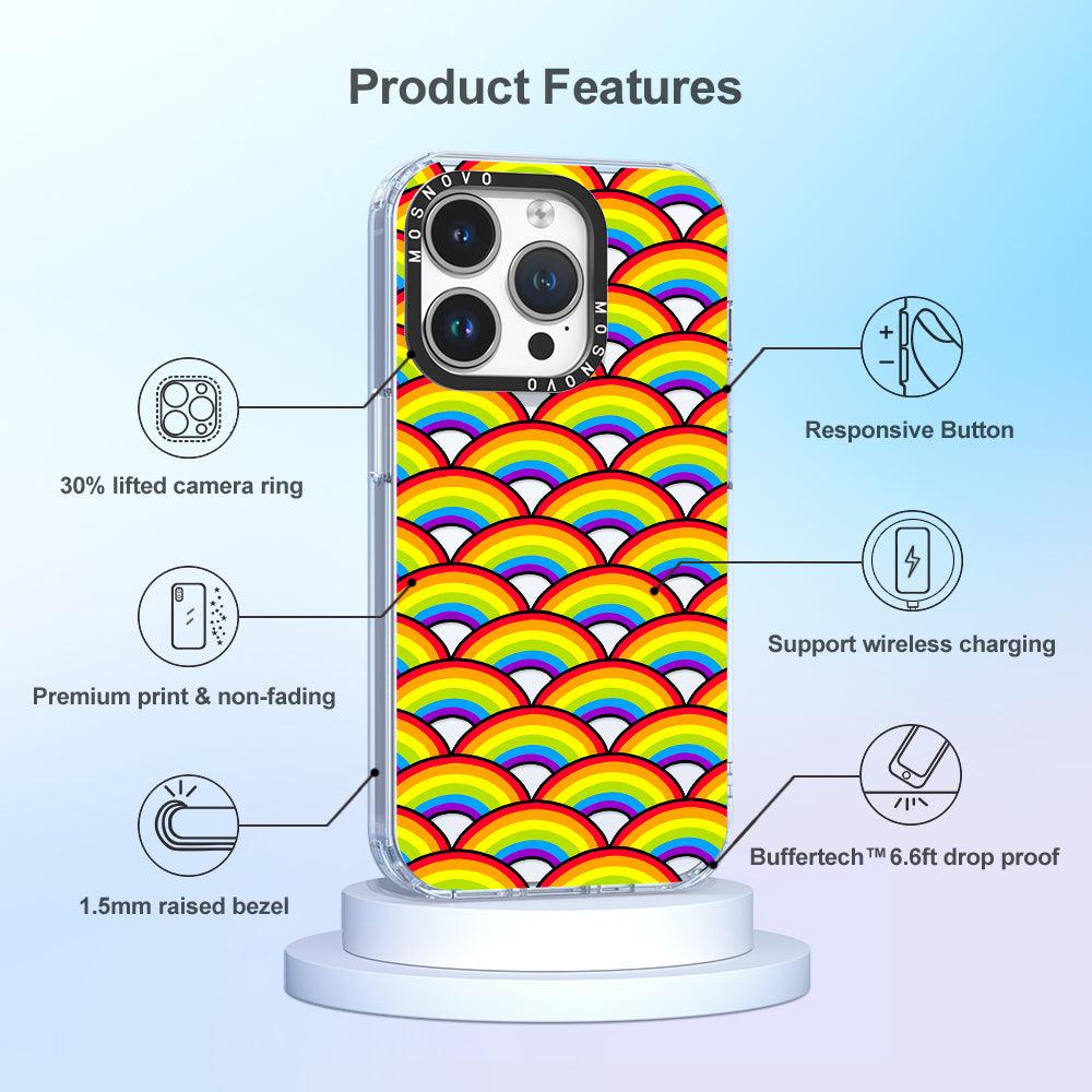 Rainbow Waves Phone Case - iPhone 14 Pro Case - MOSNOVO