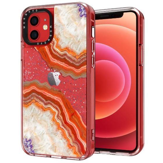 Red Agate Glitter Phone Case - iPhone 12 Case - MOSNOVO
