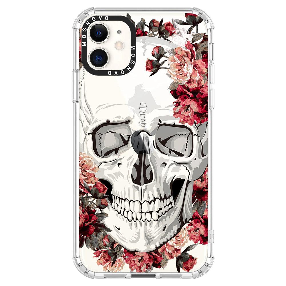 Red Flower Skull Phone Case - iPhone 11 Case - MOSNOVO