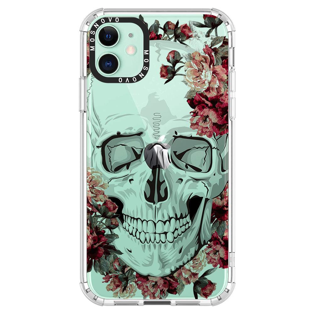Red Flower Skull Phone Case - iPhone 11 Case - MOSNOVO