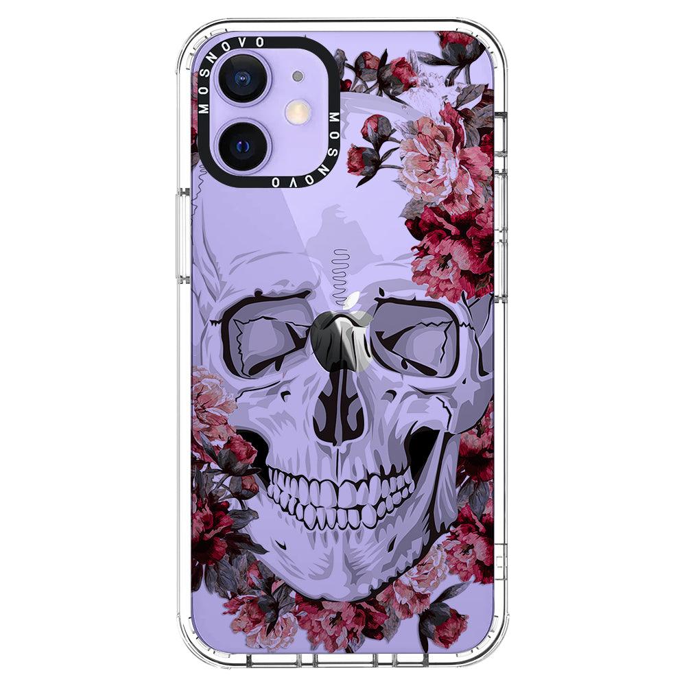 Red Flower Skull Phone Case - iPhone 12 Case - MOSNOVO