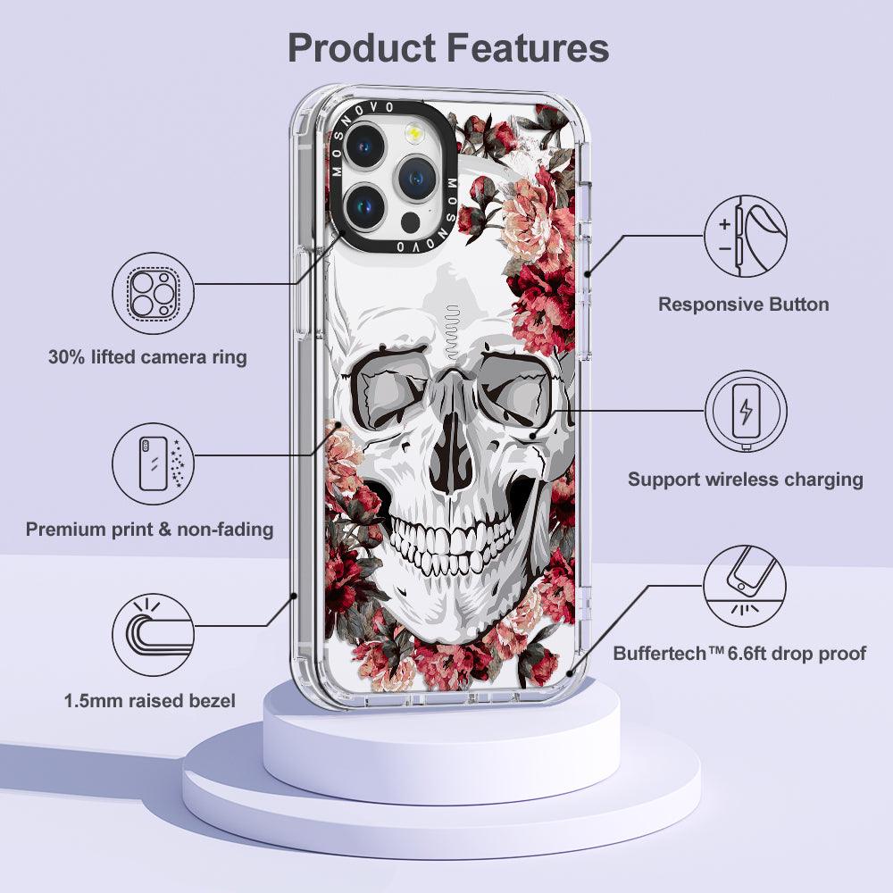 Red Flower Skull Phone Case - iPhone 12 Pro Max Case - MOSNOVO