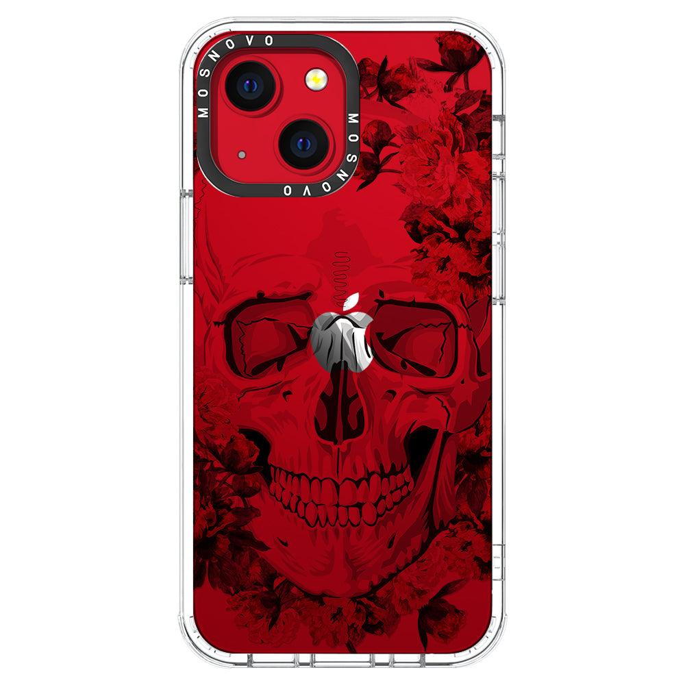 Red Flower Skull Phone Case - iPhone 13 Mini Case - MOSNOVO