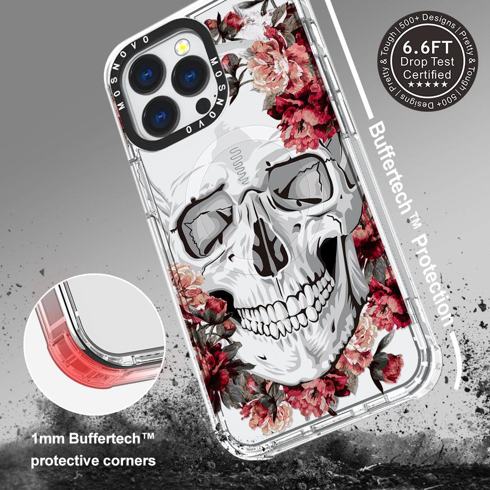 Red Flower Skull Phone Case - iPhone 13 Pro Case - MOSNOVO