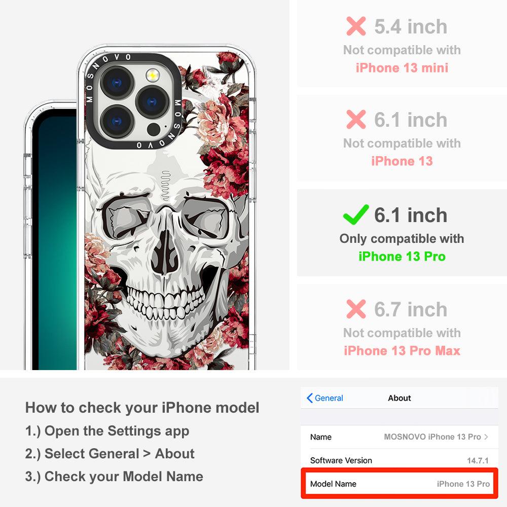 Red Flower Skull Phone Case - iPhone 13 Pro Case - MOSNOVO