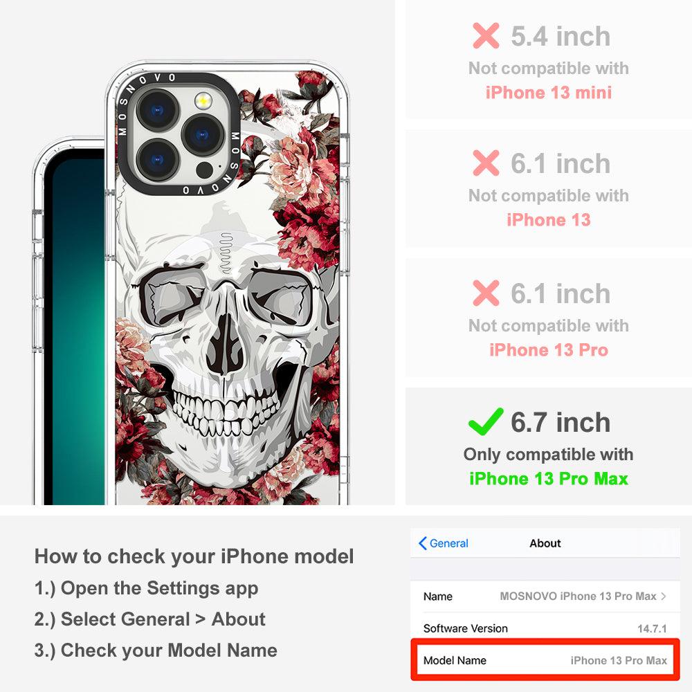 Red Flower Skull Phone Case - iPhone 13 Pro Max Case - MOSNOVO