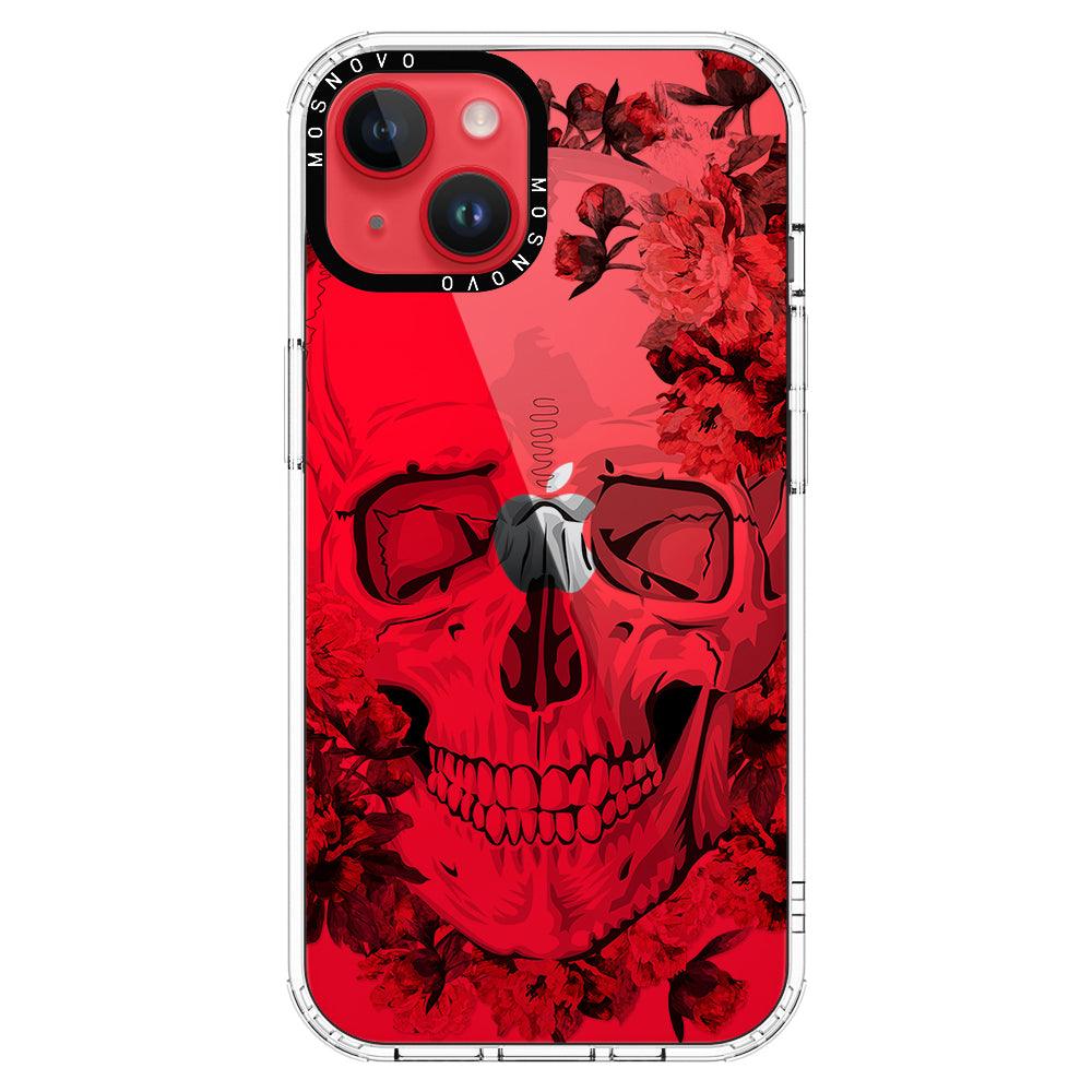 Red Flower Skull Phone Case - iPhone 14 Case - MOSNOVO