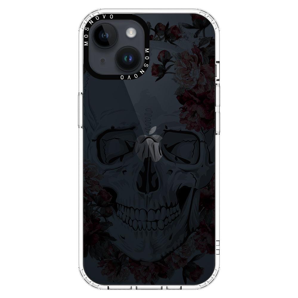 Red Flower Skull Phone Case - iPhone 14 Plus Case - MOSNOVO