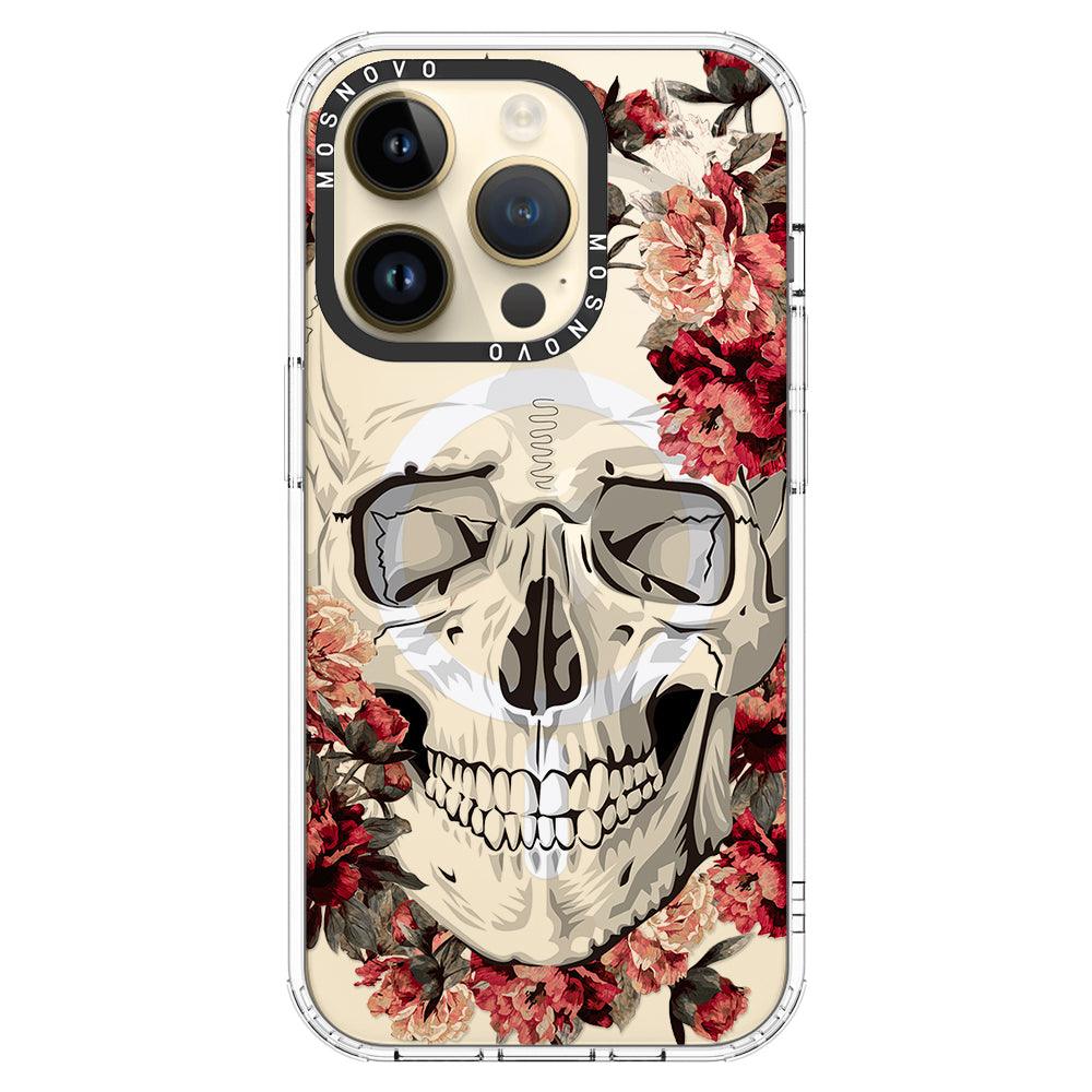 Red Flower Skull Phone Case - iPhone 14 Pro Case - MOSNOVO