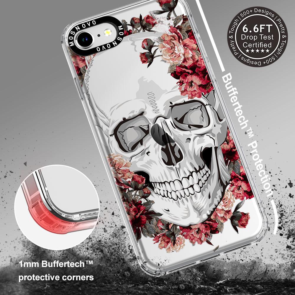 Red Flower Skull Phone Case - iPhone 8 Case - MOSNOVO
