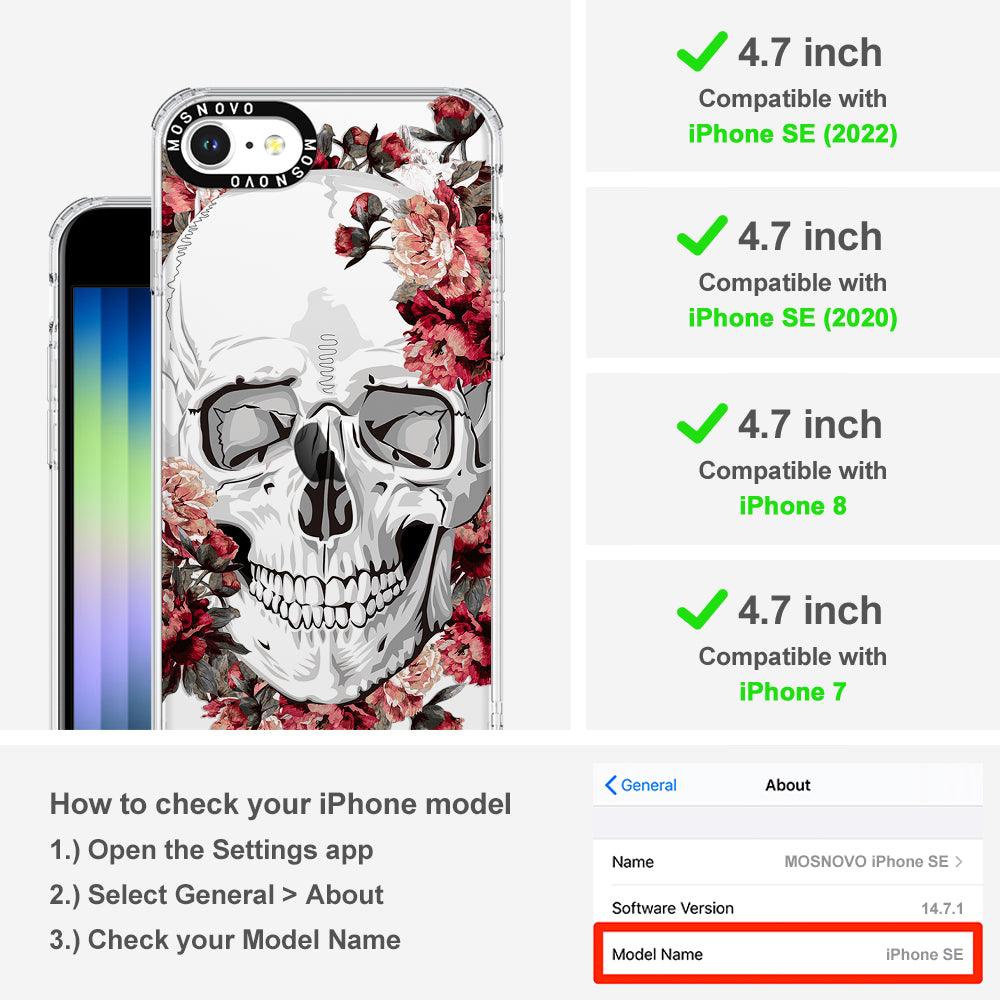 Red Flower Skull Phone Case - iPhone SE 2020 Case - MOSNOVO