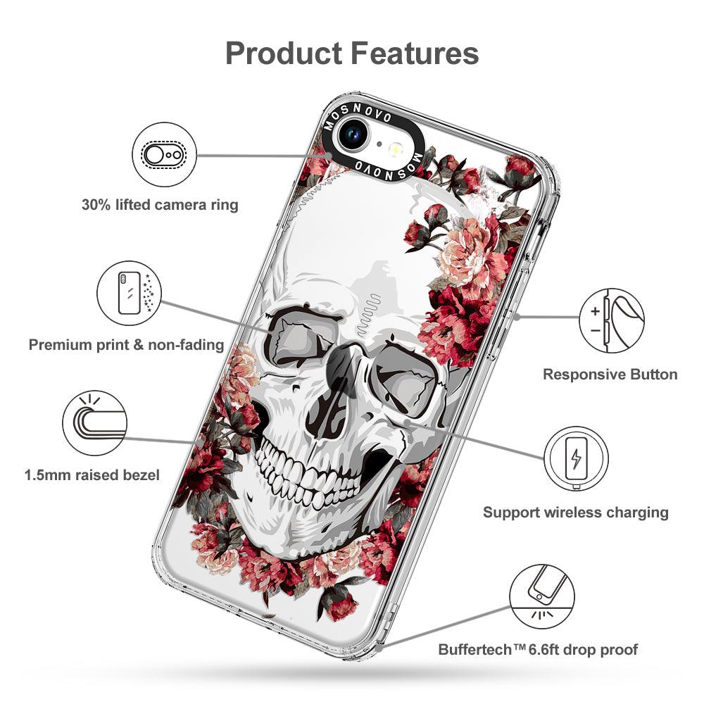 Red Flower Skull Phone Case - iPhone SE 2020 Case - MOSNOVO