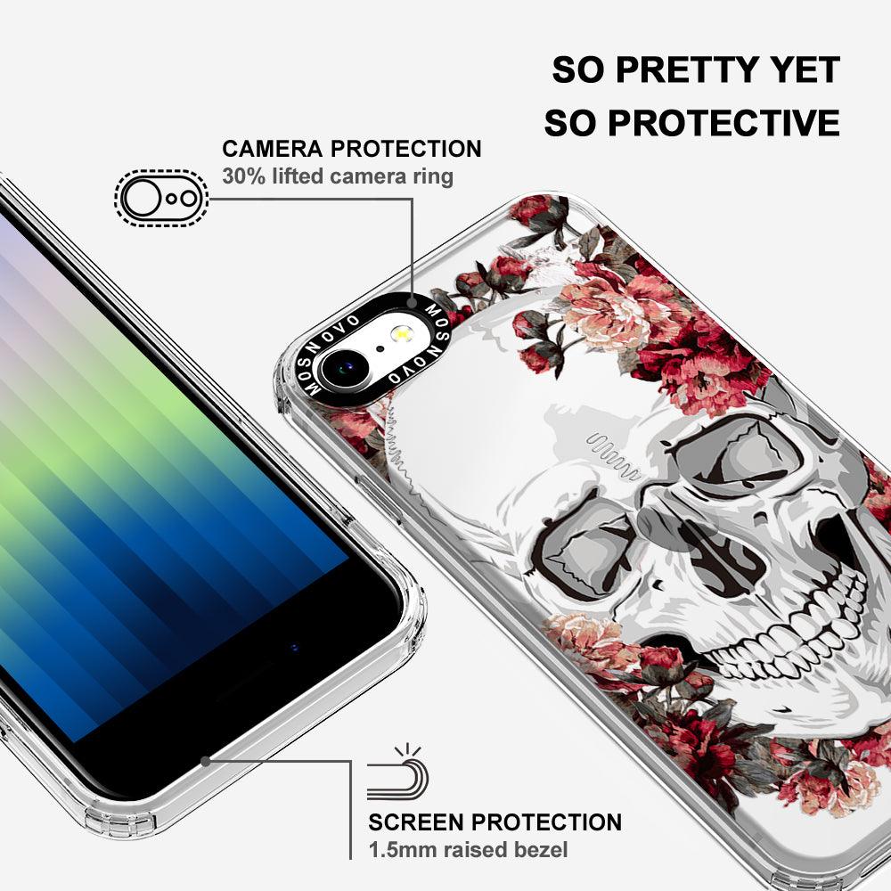 Red Flower Skull Phone Case - iPhone SE 2022 Case - MOSNOVO