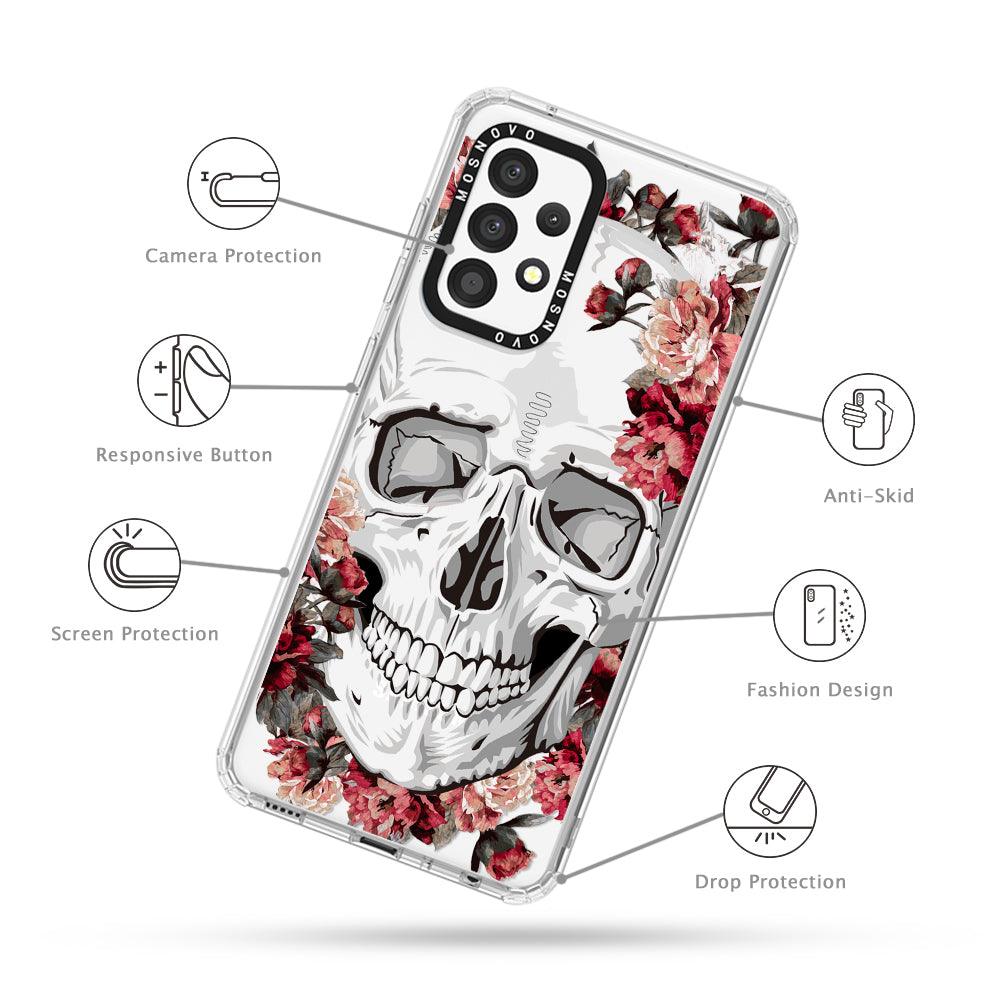 Red Flower Skull Phone Case - Samsung Galaxy A52 & A52s Case - MOSNOVO
