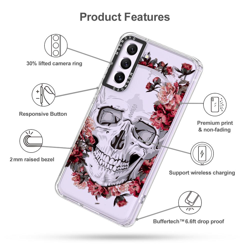 Cool Floral Skull Phone Case - Samsung Galaxy S21 FE Case - MOSNOVO