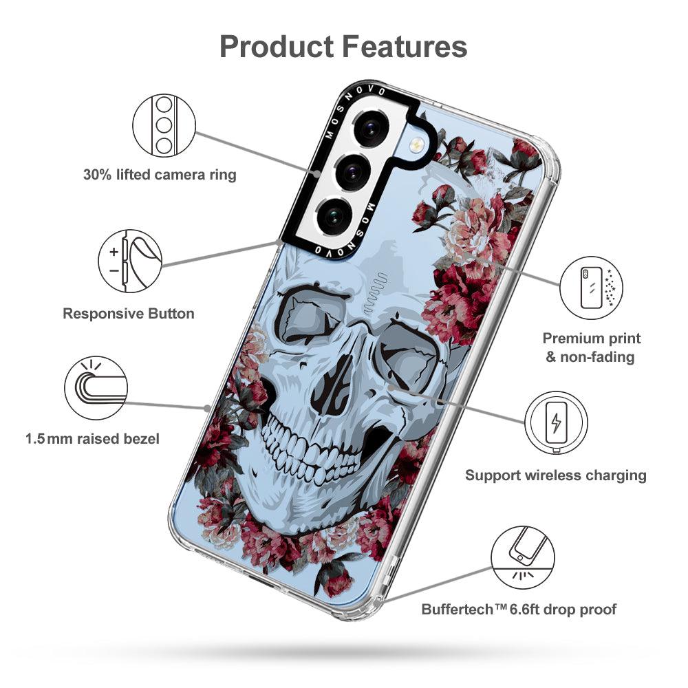 Red Flower Skull Phone Case - Samsung Galaxy S22 Case - MOSNOVO