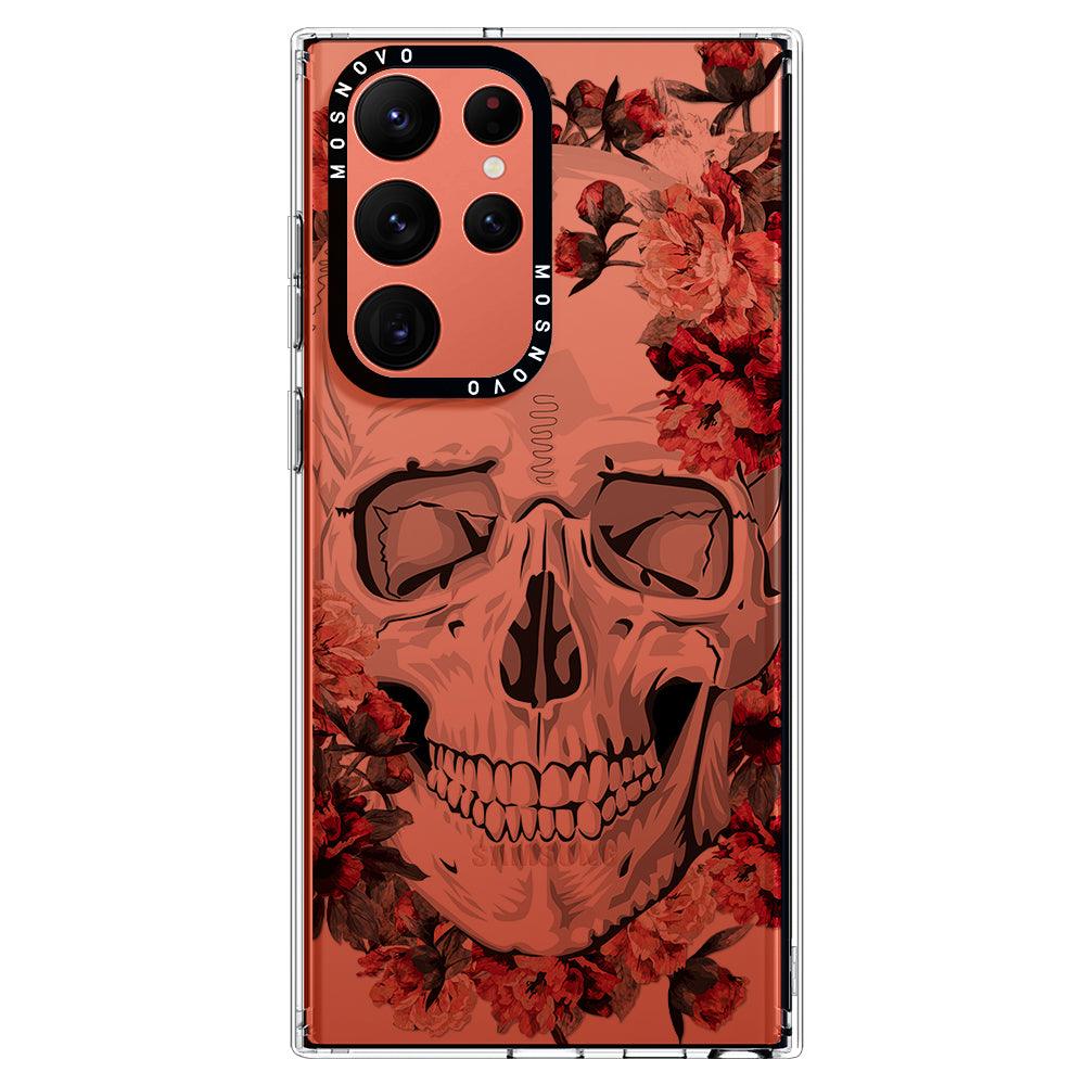 Red Flower Skull Phone Case - Samsung Galaxy S22 Ultra Case - MOSNOVO