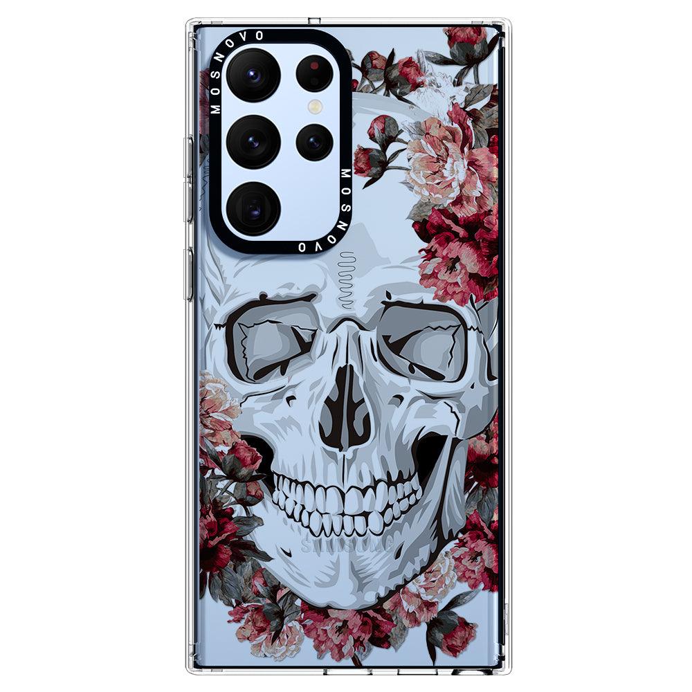 Red Flower Skull Phone Case - Samsung Galaxy S22 Ultra Case - MOSNOVO