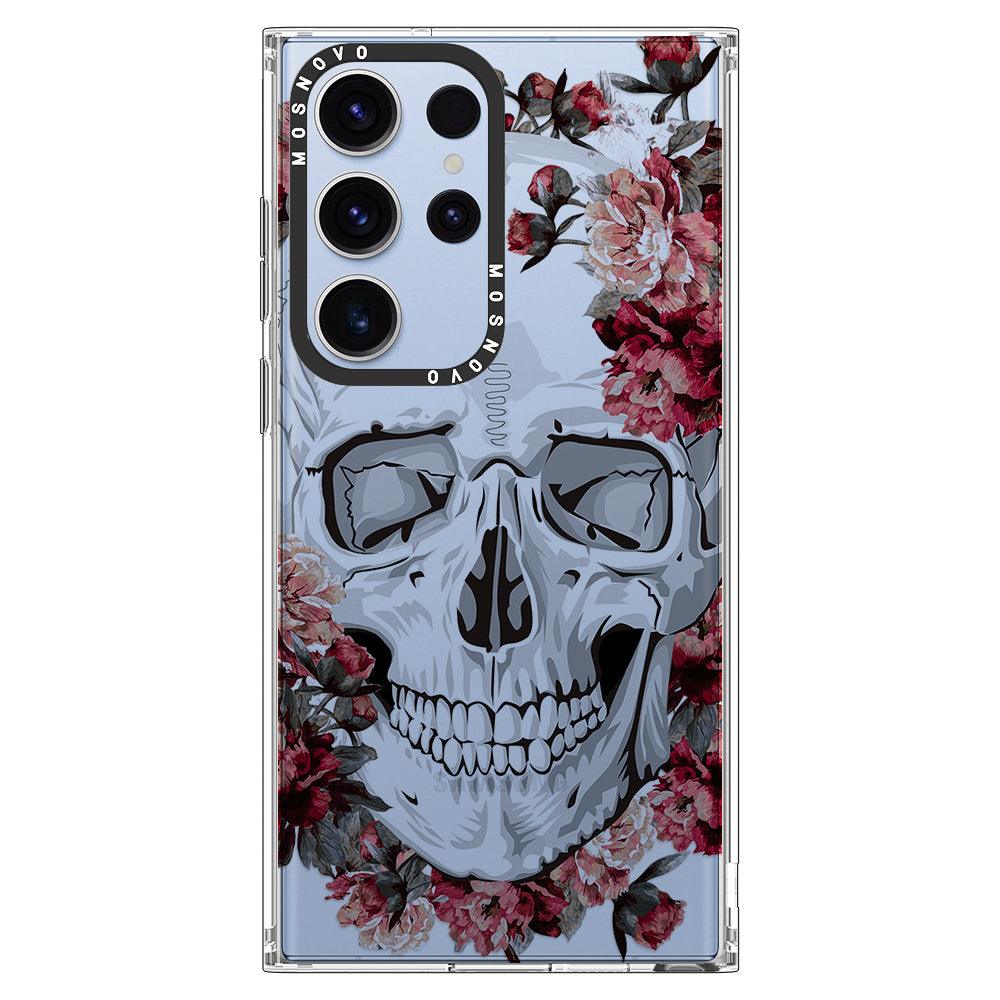 Red Flower Skull Phone Case - Samsung Galaxy S23 Ultra Case - MOSNOVO