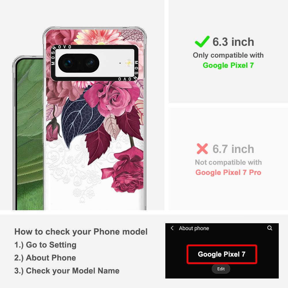 Red Pink Floral Phone Case - Google Pixel 7 Case - MOSNOVO