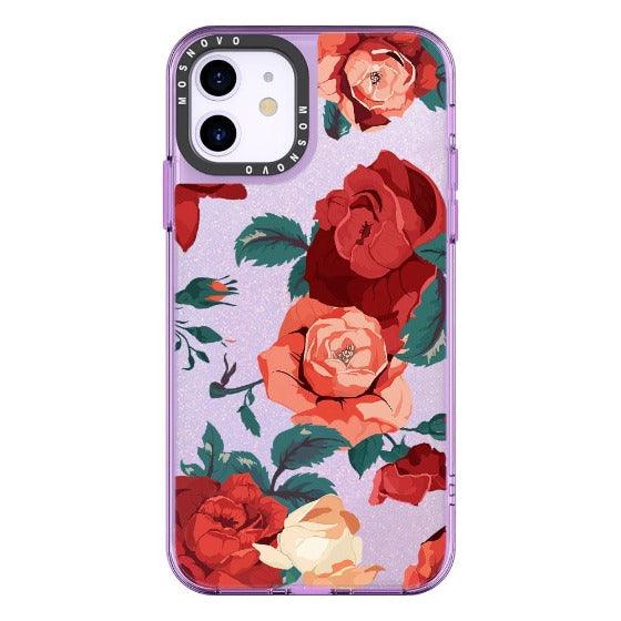 Red Roses Glitter Phone Case - iPhone 11 Case - MOSNOVO