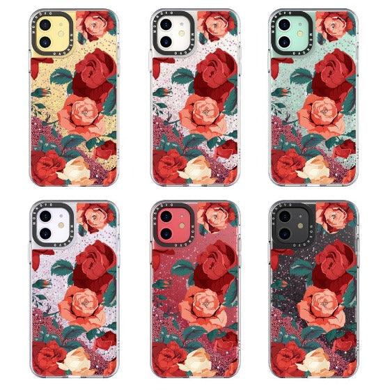 Red Roses Glitter Phone Case - iPhone 11 Case - MOSNOVO