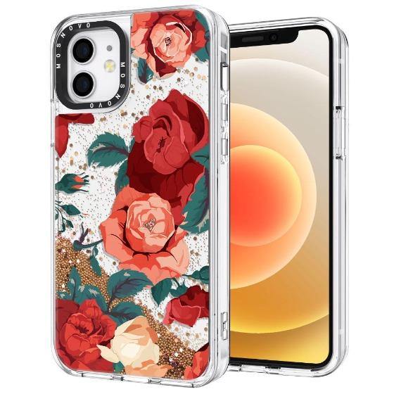 Red Roses Glitter Phone Case - iPhone 12 Case - MOSNOVO