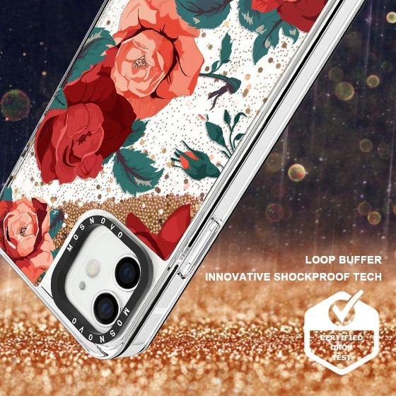 Red Roses Glitter Phone Case - iPhone 12 Case - MOSNOVO