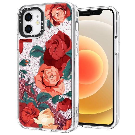 Red Roses Glitter Phone Case - iPhone 12 Mini Case - MOSNOVO