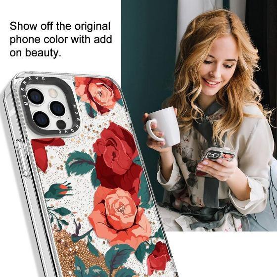 Red Roses Glitter Phone Case - iPhone 12 Pro Case - MOSNOVO