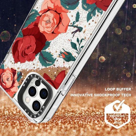 Red Roses Glitter Phone Case - iPhone 12 Pro Case - MOSNOVO