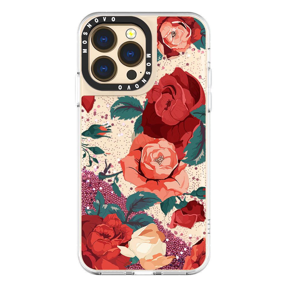 Red Roses Glitter Phone Case - iPhone 13 Pro Case - MOSNOVO