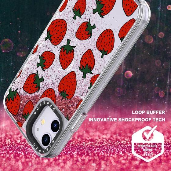 Red Strawberry Glitter Phone Case - iPhone 11 Case - MOSNOVO