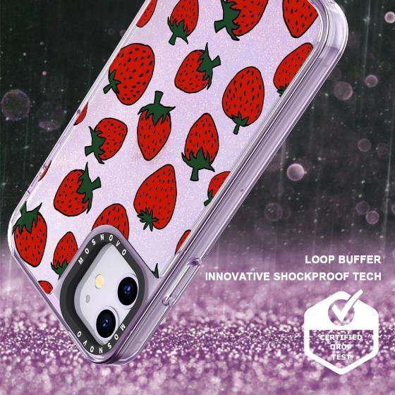 Red Strawberry Glitter Phone Case - iPhone 11 Case - MOSNOVO
