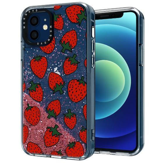 Red Strawberry Glitter Phone Case - iPhone 12 Case - MOSNOVO