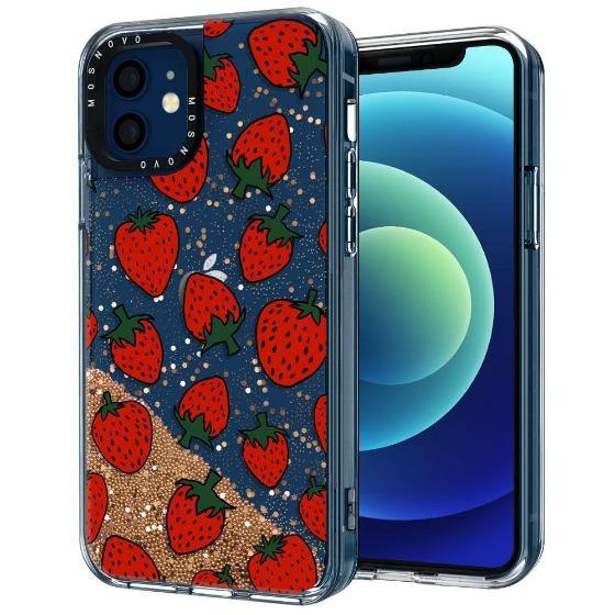 Red Strawberry Glitter Phone Case - iPhone 12 Case - MOSNOVO