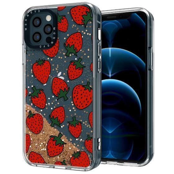 Red Strawberry Glitter Phone Case - iPhone 12 Pro Case - MOSNOVO