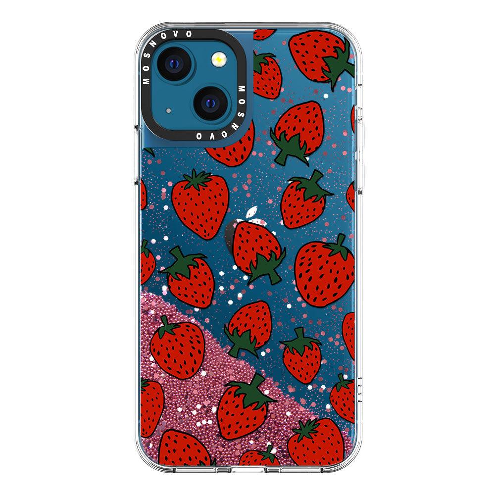 Red Strawberry Glitter Phone Case - iPhone 13 Case - MOSNOVO