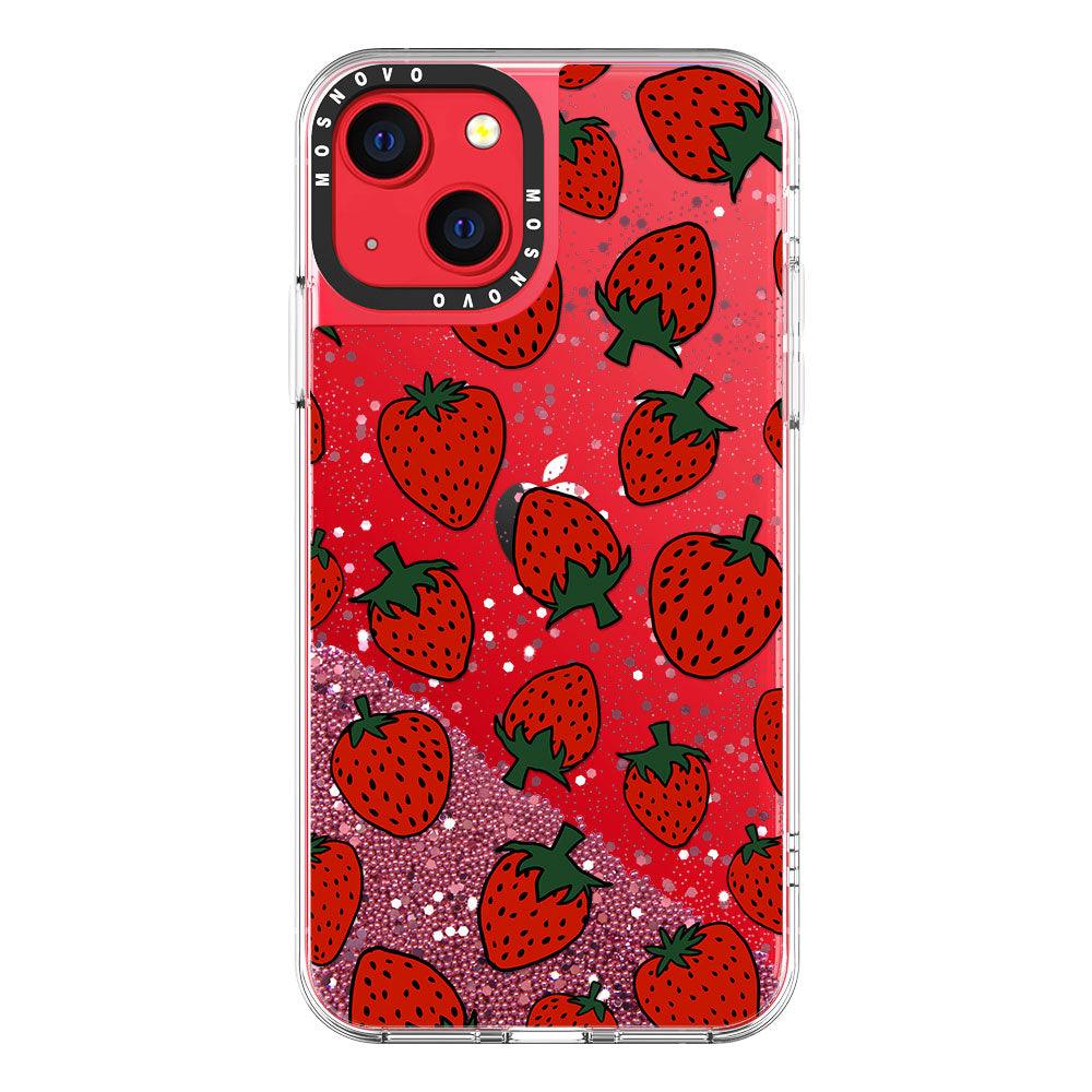 Red Strawberry Glitter Phone Case - iPhone 13 Case - MOSNOVO
