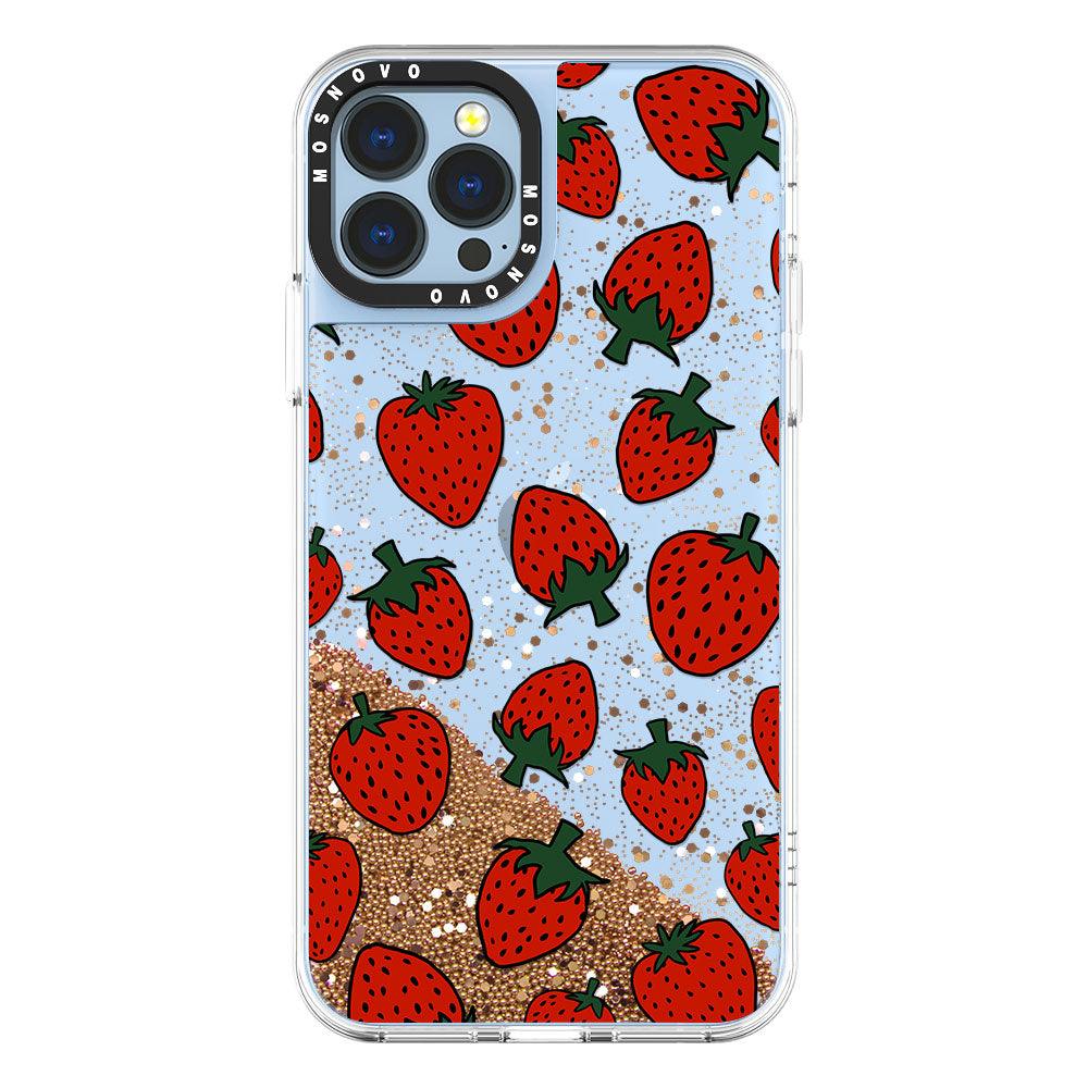 Red Strawberry Glitter Phone Case - iPhone 13 Pro Max Case - MOSNOVO
