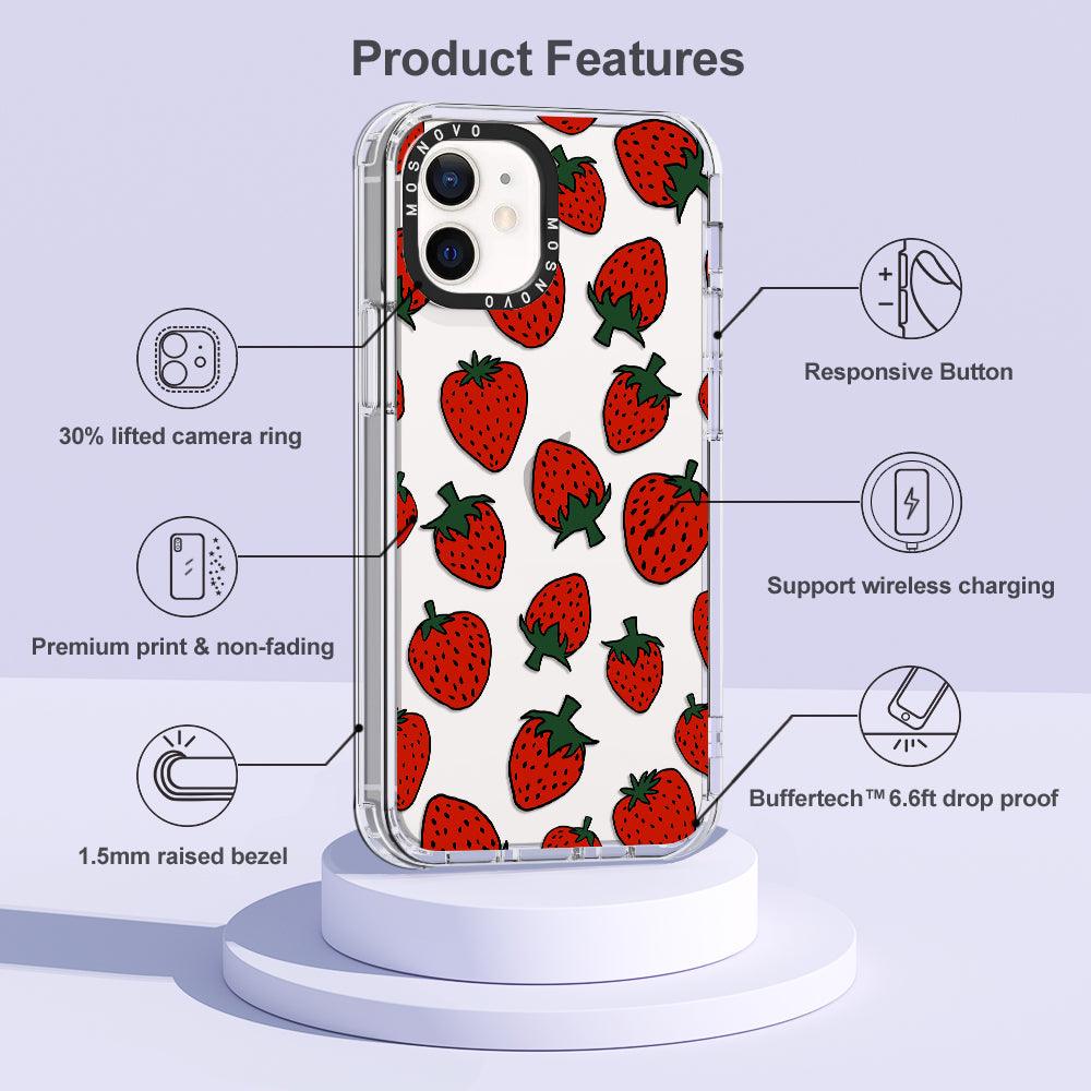 Red Strawberry Phone Case - iPhone 12 Case - MOSNOVO