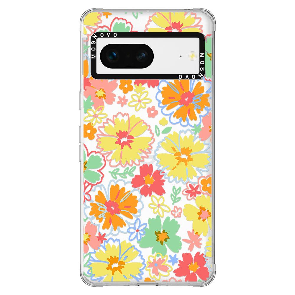 Retro Boho Hippie Flowers Phone Case - Google Pixel 7 Case - MOSNOVO