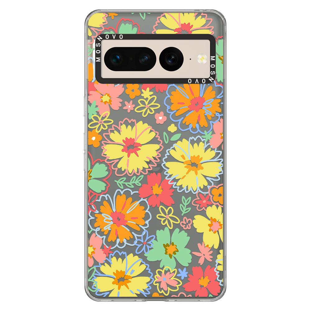 Retro Boho Hippie Flowers Phone Case - Google Pixel 7 Pro Case - MOSNOVO
