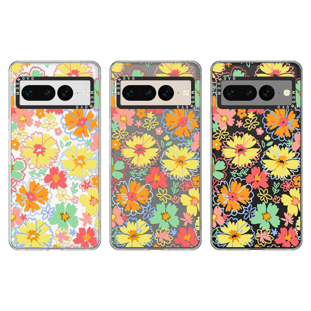 Retro Boho Hippie Flowers Phone Case - Google Pixel 7 Pro Case - MOSNOVO