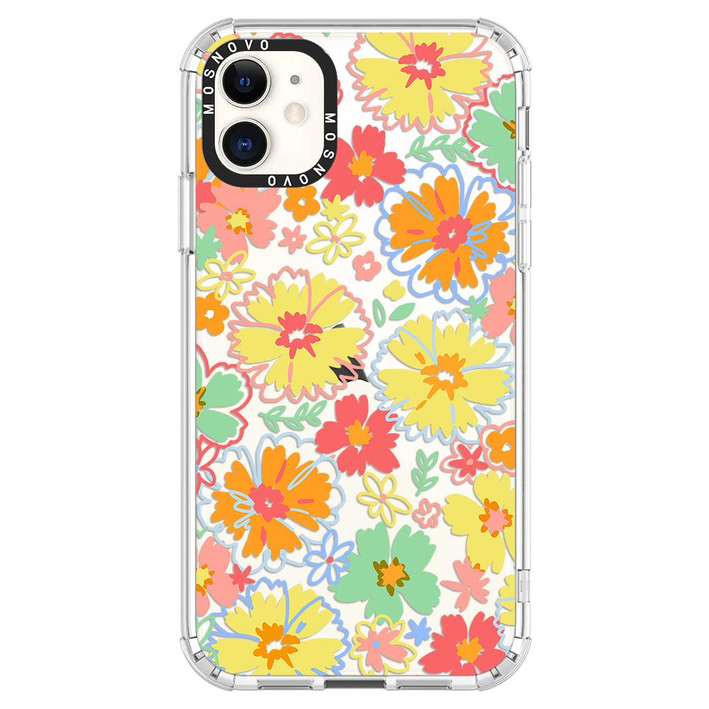 Retro Boho Hippie Flowers Phone Case - iPhone 11 Case - MOSNOVO