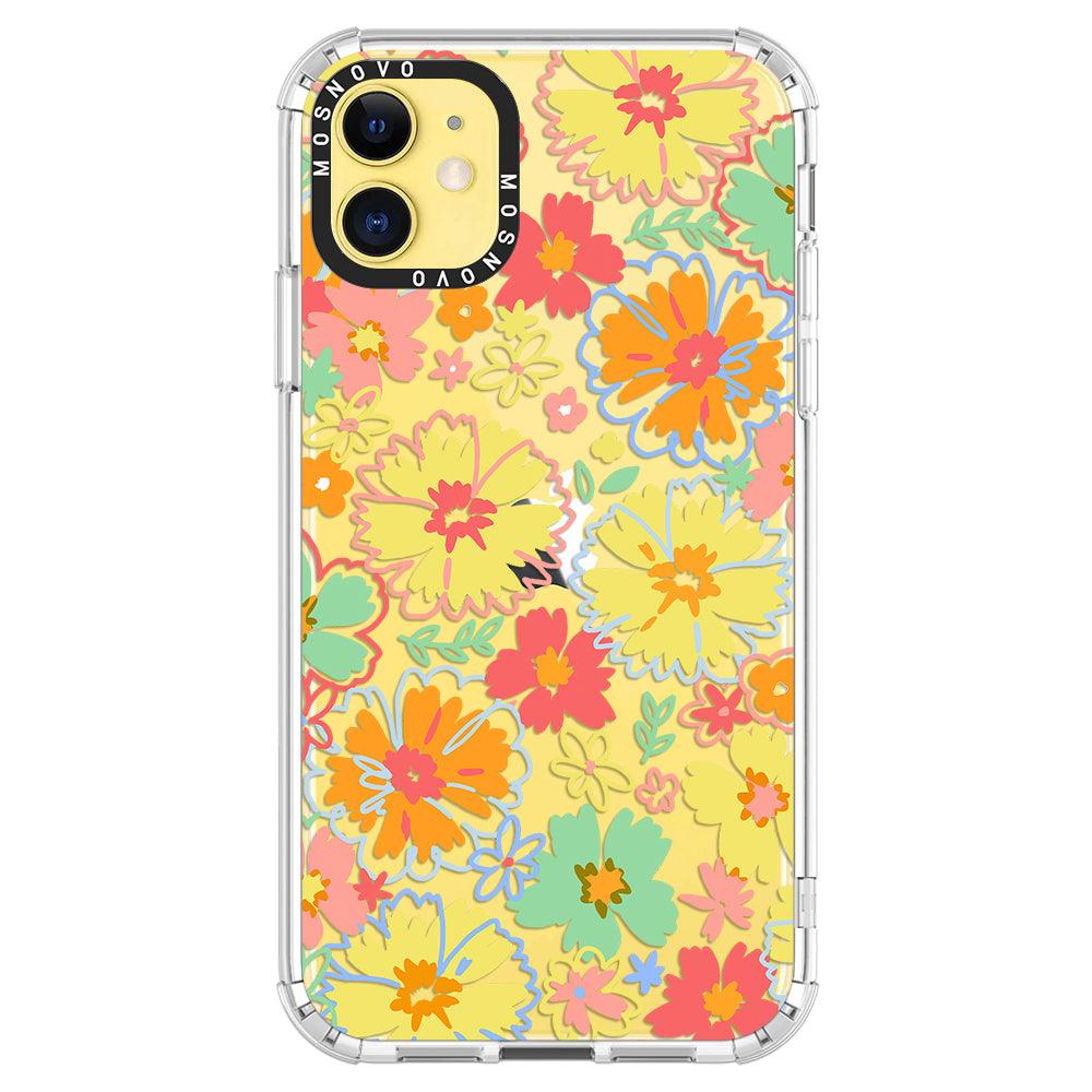 Retro Boho Hippie Flowers Phone Case - iPhone 11 Case - MOSNOVO